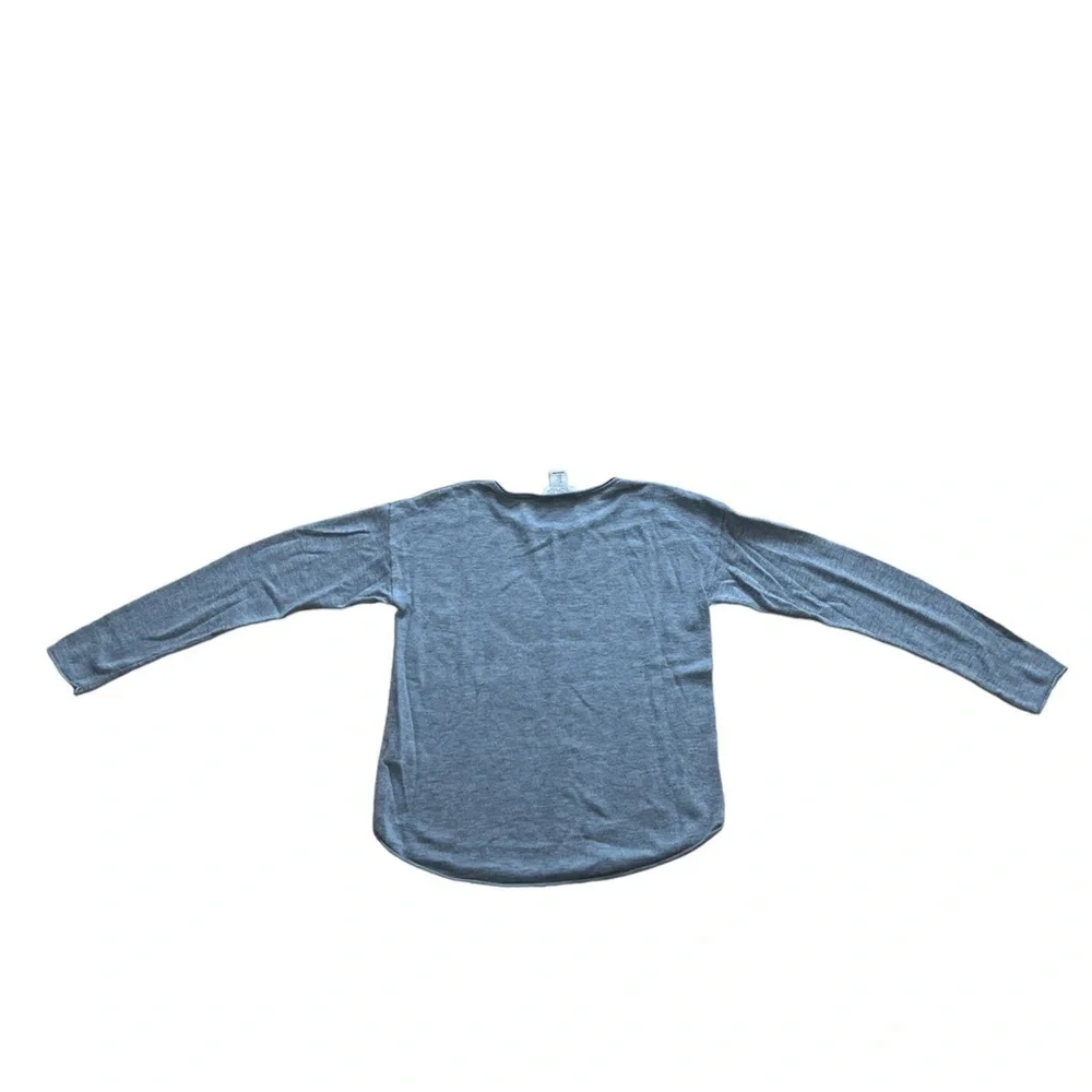 Rachel Zoe gray LOVE football lightweight pull over crew neck sweater size small